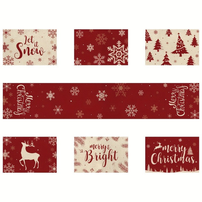 7-Piece Christmas Placemat and - Christmas Table Runner recension och pris