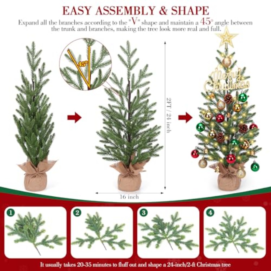 2FT Mini Christmas Tree, Table - Christmas Tree Artificial recension och pris