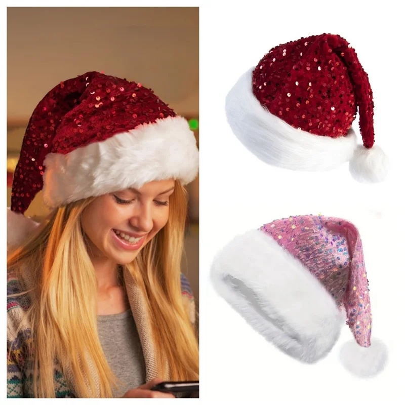 Double-Layer Sequin Christmas  - Santa Hat Plush recension och pris